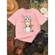 thumbnail image 1 of Adorable camiseta de verano con estampado de gato para niñas - Manga corta informal, cuello redondo, tela suave 100 % algodón, diseño de gato de dibujos animados con corazones, perfecta para niñas de, 1 of 6