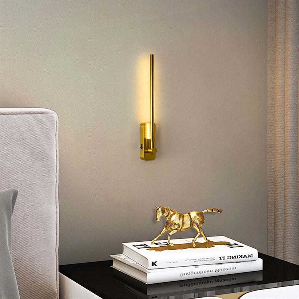 VBattery Operated Wall Sconces with Remote, Rechargeable Magnetic Wireless LED Picture Lights, 3-Color Dimmable Swing Arm Brass Gold Wall Light for Bedroom, Hallway (2 Pack)
