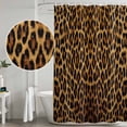 thumbnail image 5 of Brown Leopard Print Shower Curtain, Waterproof Shower Curtains for Bathroom, Classic Abstract Animal Patterned Washable Fabric Bathtub Curtain Set Bath Decor with 12 Hooks Extra Long 72"x96", 5 of 8