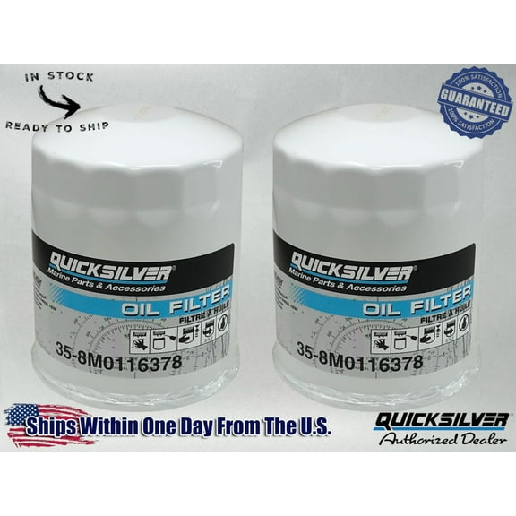 Quicksilver Genuine OEM Authentic Marine Oil Filters 35-8M0116378 2 Pack