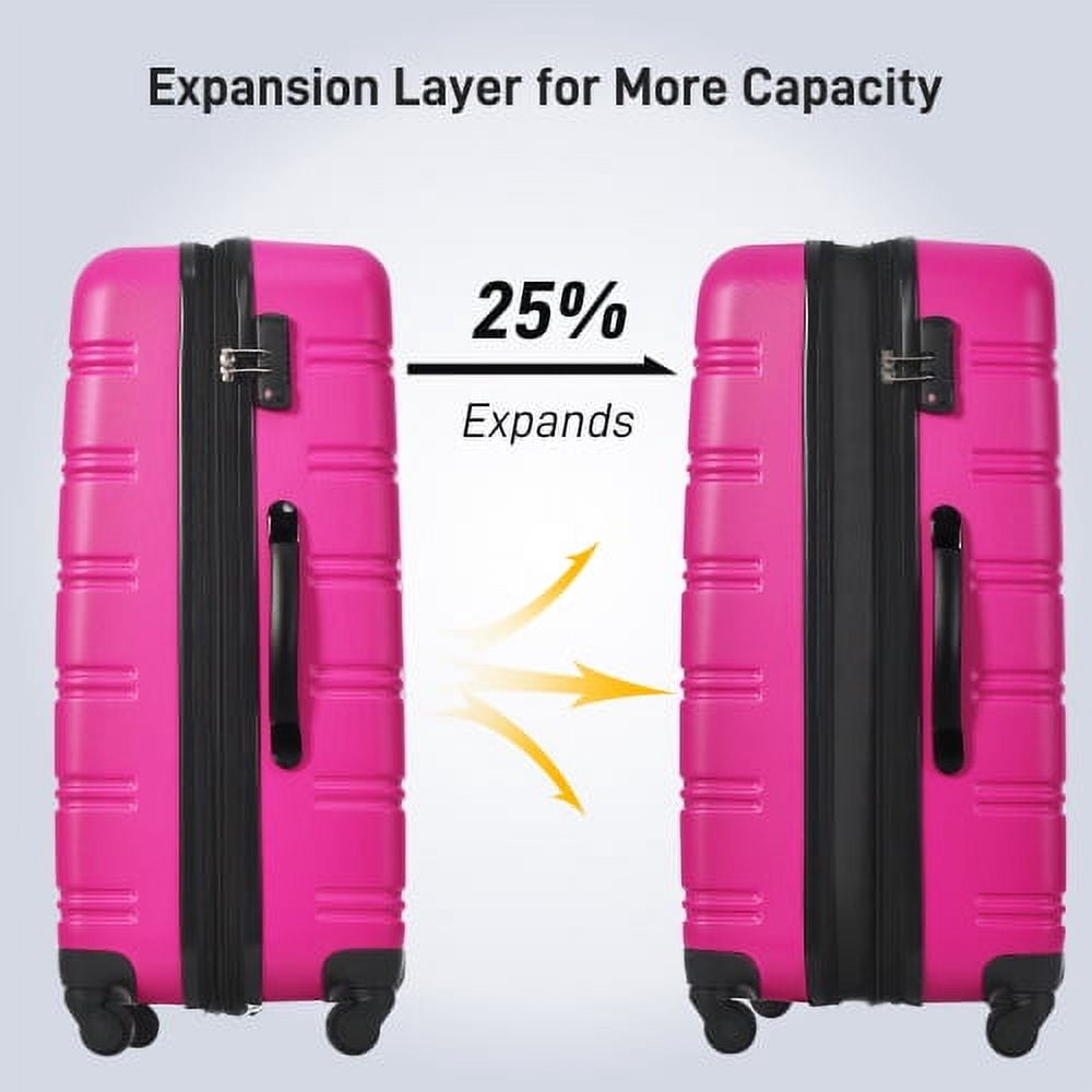 3 Piece Traveling Hardside Value Luggage Set, 24" Checked Luggage, 20" Carry-on Luggage and 16" Duffel, Pink