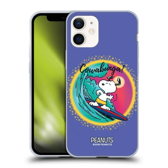 Head Case Designs Officially Licensed Peanuts Snoopy Boardwalk Airbrush Cowabunga Surf Soft Gel Case Compatible with Apple iPhone 12 Mini