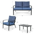 thumbnail image 6 of Nuu Garden 4 Piece Outdoor Aluminum Patio Furniture Set Conversation Set, Cushioned Love Seat, Yard Lawn, Navy Blue, 6 of 9