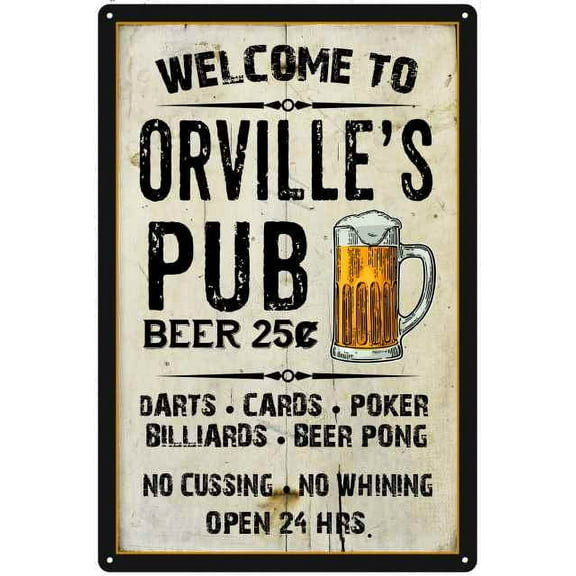 ORVILLE'S Pub Sign Vintage Man Cave Bar 8 x 12 High Gloss Metal 208120028433