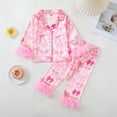 thumbnail image 2 of FYDUU Pajamas Set For Girls Christmas Bow Print Pajama Long Sleeve Holiday Sleepwear With Fringe Trim Cozy Loungewear For Toddler Kids Trendy Girls Outfits, 2 of 7