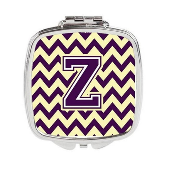 Letter Z Chevron Purple & Gold Compact Mirror - Purple & Gold - 3in. H x 0.3in. W x 2.75in. L