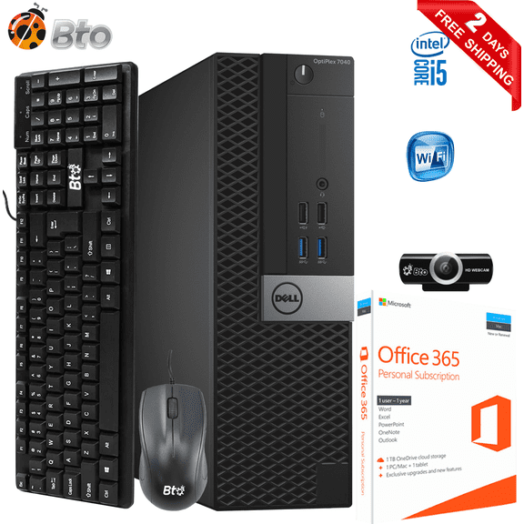 Restored Dell 7040 SFF Computer Core i5 6th 3.4GHz 8GB Ram, 500 GB HDD, Office 365, HD Webcam, Keyboard and Mouse, Wi-Fi, Win10 Pro Desktop PC (Refurbished)