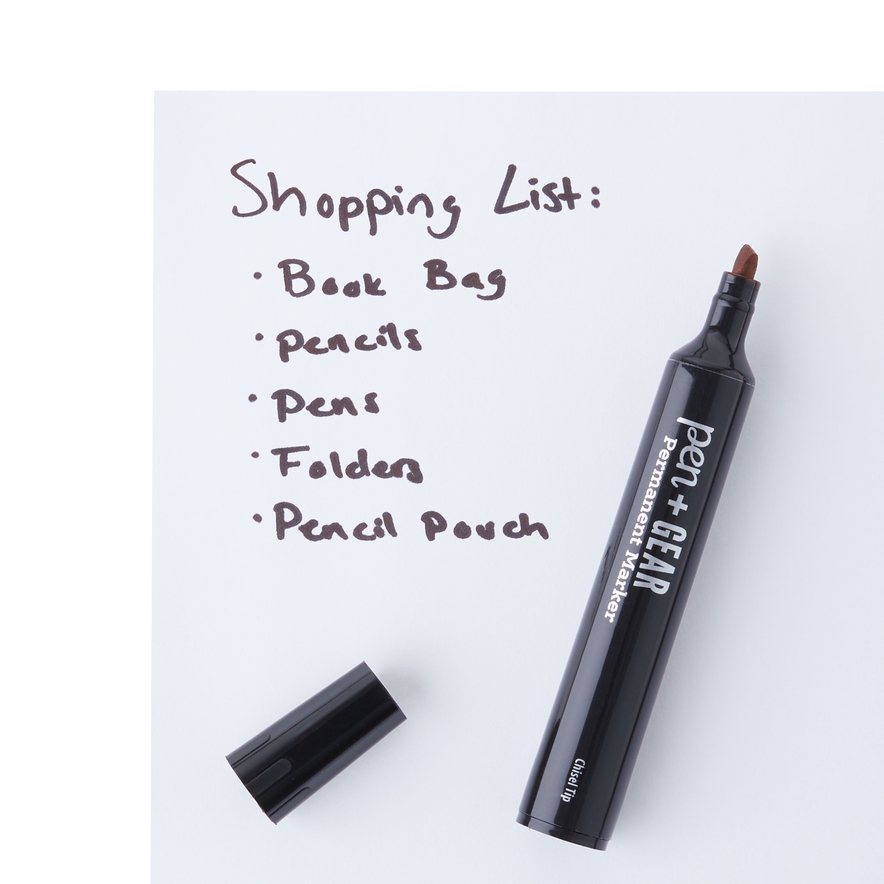 Pen+Gear Permanent Marker, Chisel Tip, Black Color, 2 Count
