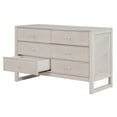thumbnail image 3 of 6 Drawer Dresser, Rustic Wooden Double Dresser for Bedroom, Storage Cabinet Unit with Wide Drawers, Chest of Drawers for Closet, Living Room, Hallway and Nursery, 47.8"L x 18.9"W x 30"H, Anitque White, 3 of 7