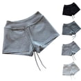 thumbnail image 2 of Vhkiploz Summer Knit Shorts for Women Elastic High Waist Comfortable Shorts Gym Active Workout Running Yoga Drawstring Sweat Shorts Jogger Shorts Dark Gray S, 2 of 3