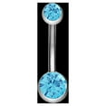 thumbnail image 2 of Stainless Steel Dual Rhinestone Navel Button Anti allergy Piercing Body Jewelry(Lake blue), 2 of 2