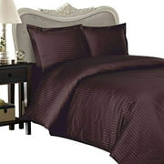 Egyptian Bedding Luxurious 300 Thread-Count, Queen Pillow Cases, Chocolate Stripe, Set of 2