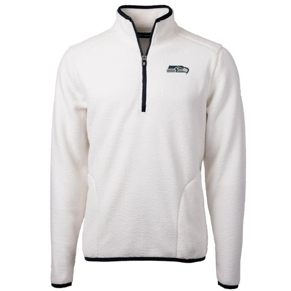 Men's Cutter & Buck White Seattle Seahawks Cascade Eco Sherpa Fleece Quarter-Zip Pullover Jacket