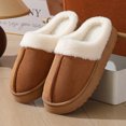 thumbnail image 3 of Zapatillas peludas de suela gruesa para mujer, pantuflas de algodón con puntera cálida y suela gruesa para ventana exterior, otoño e invierno, 3 of 5