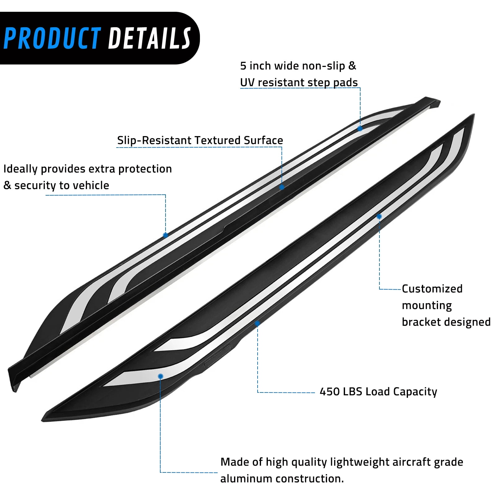 Running Boards Fit for 2019 2020 2021 2022 2023 2024 2025 Toyota RAV4 Side Step Nerf Bar