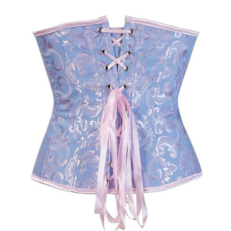 Lovskoo Women's Plus Size Renaissance Corset Belt Waist Trainer Steampunk  Underbust Waist Belt Corset Shapewear Halloween Costumes Pink 