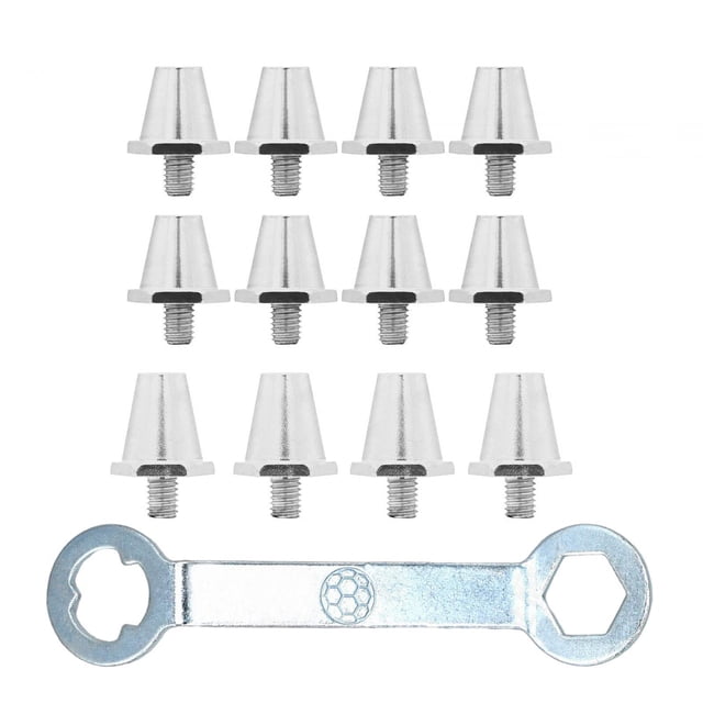 12 x Clavos para zapatos de fútbol Tacos de fútbol M5 Tacos de rugby Clavos universales para atletismo Plata con llave