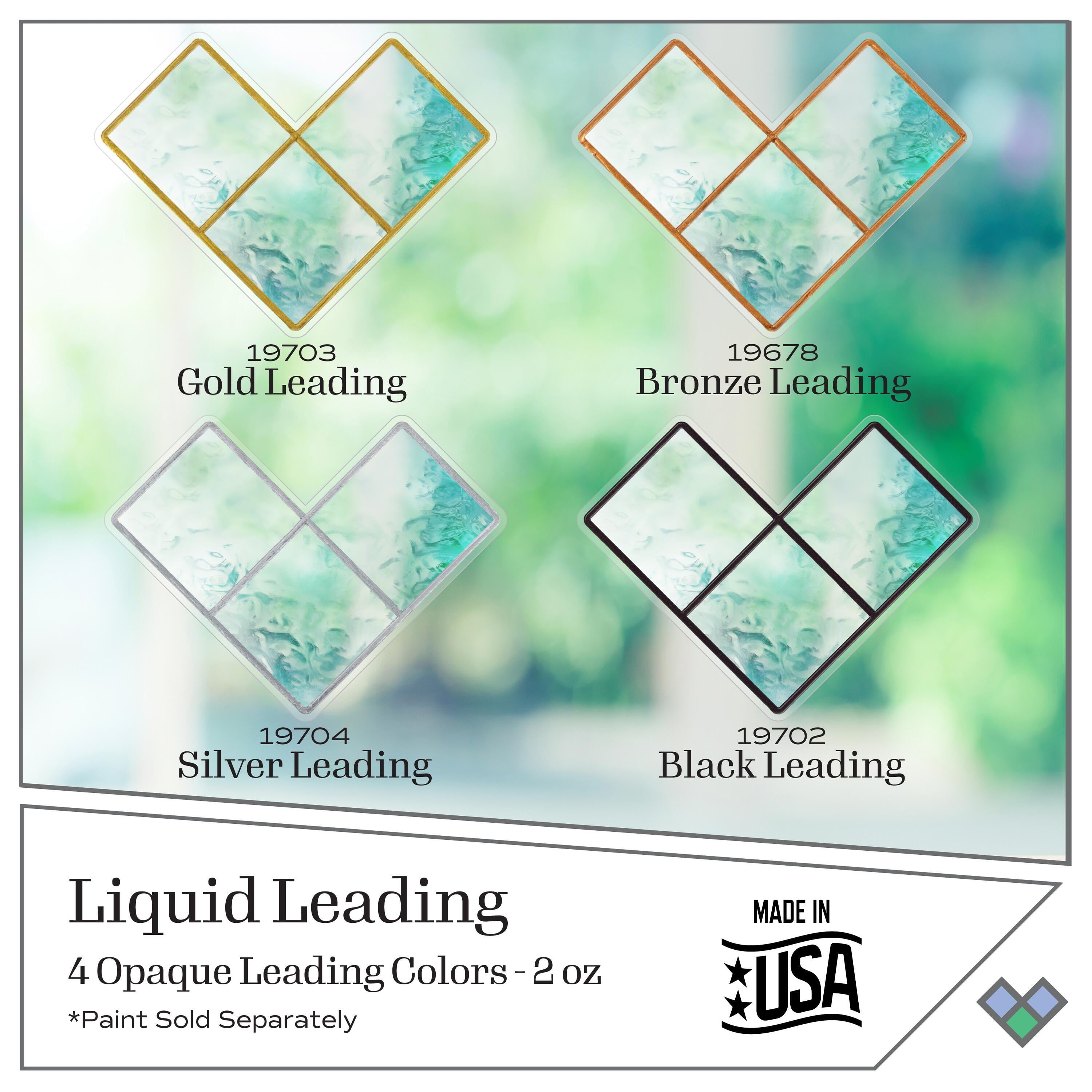 Gallery Glass 4 Piece Liquid Leading Kit, Perfect for DIY Stained Glass Paint Projects, 2 fl oz