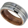 thumbnail image 2 of Tungsten Rings for Men Wedding Bands for Him Womens Wedding Bands for Her 8mm Grooved Center Brushed Finish Beveled Wood Inside, 2 of 5
