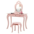 thumbnail image 1 of Costway Kids Vanity Set Princess Makeup Dressing Play Table Set W/Mirror  Pink, 1 of 10