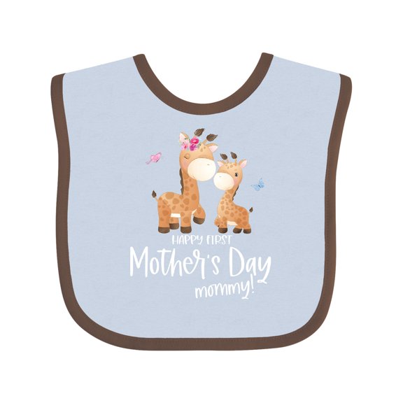 Inktastic Cute Giraffes Happy First Mother's Day Boys or Girls Baby Bib