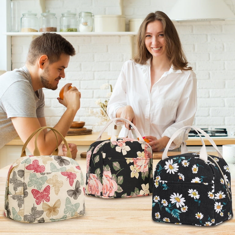 Inosoo Canvas Lunch Tote for Women, Butterfly Print photo 5