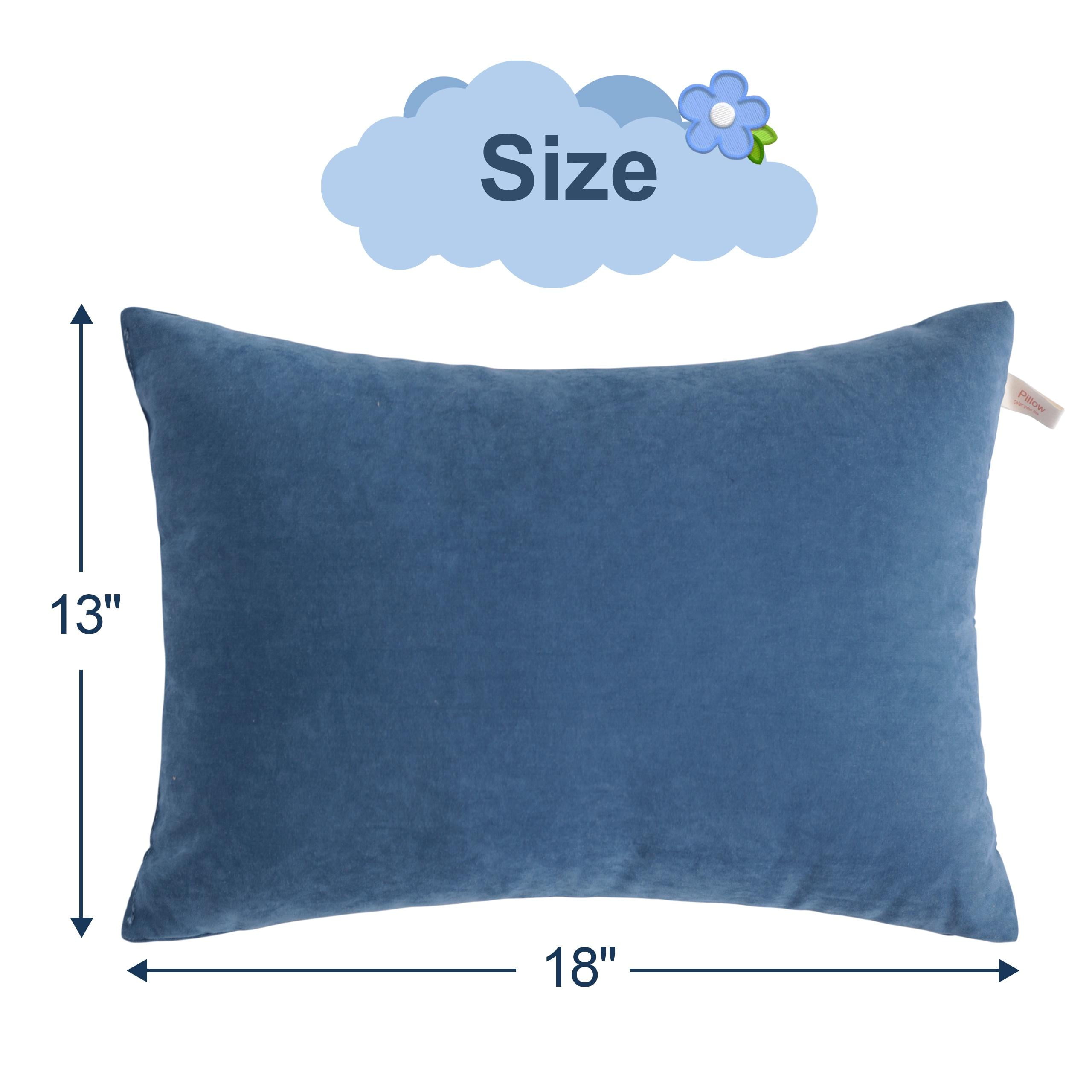 Flxxie 2 Pack Microfiber Soft Toddler Pillows for Sleeping, Small Kids Travel Pillows, Machine Washable, Perfect for Toddler Bed, 13" x 18", Denim Blue