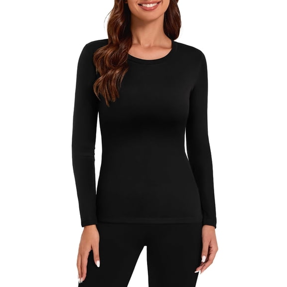 Gynyvoja Women'S Thermal Tops Long Sleeve Underwear Tops Crew Neck Undershirt Soft for Autumn & Winter