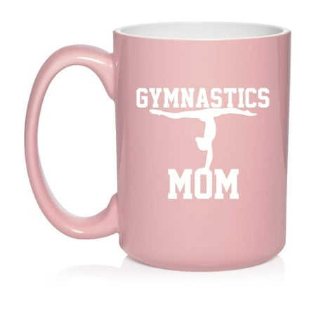 

Gymnastics Mom Ceramic Coffee Mug Tea Cup Gift for Her Friend Coworker Wife (15oz Light Pink)
