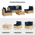 thumbnail image 3 of UPHA 5 Pieces Outdoor furniture Sets Patio Sectional Couch Wicker Conversation Sofa for Pools Outside, Gardens, Decks, Yellow Rattan, Navyblue Cushion, 3 of 10