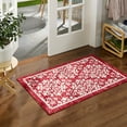 thumbnail image 3 of TOWN & COUNTRY EVERYDAY Walker Damask Medallion Everwash® Washable Multi-Use Decorative Rug, Tufted Kitchen Rug, Low-Profile Door Mat, Bedroom Rug and Bath Rug with Non-Slip Backing, Red, 24"x40", 3 of 11