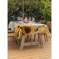 thumbnail image 3 of Outdoor Tablecloth with Umbrella Hole for Patio/Picnic/Party/Camping, Farmhouse Sunflower Waterproof Table Cloth Rectangle Table Cover Washable, Vintage Daisy Butterflies Rustic Burlap (52"x 70"), 3 of 8