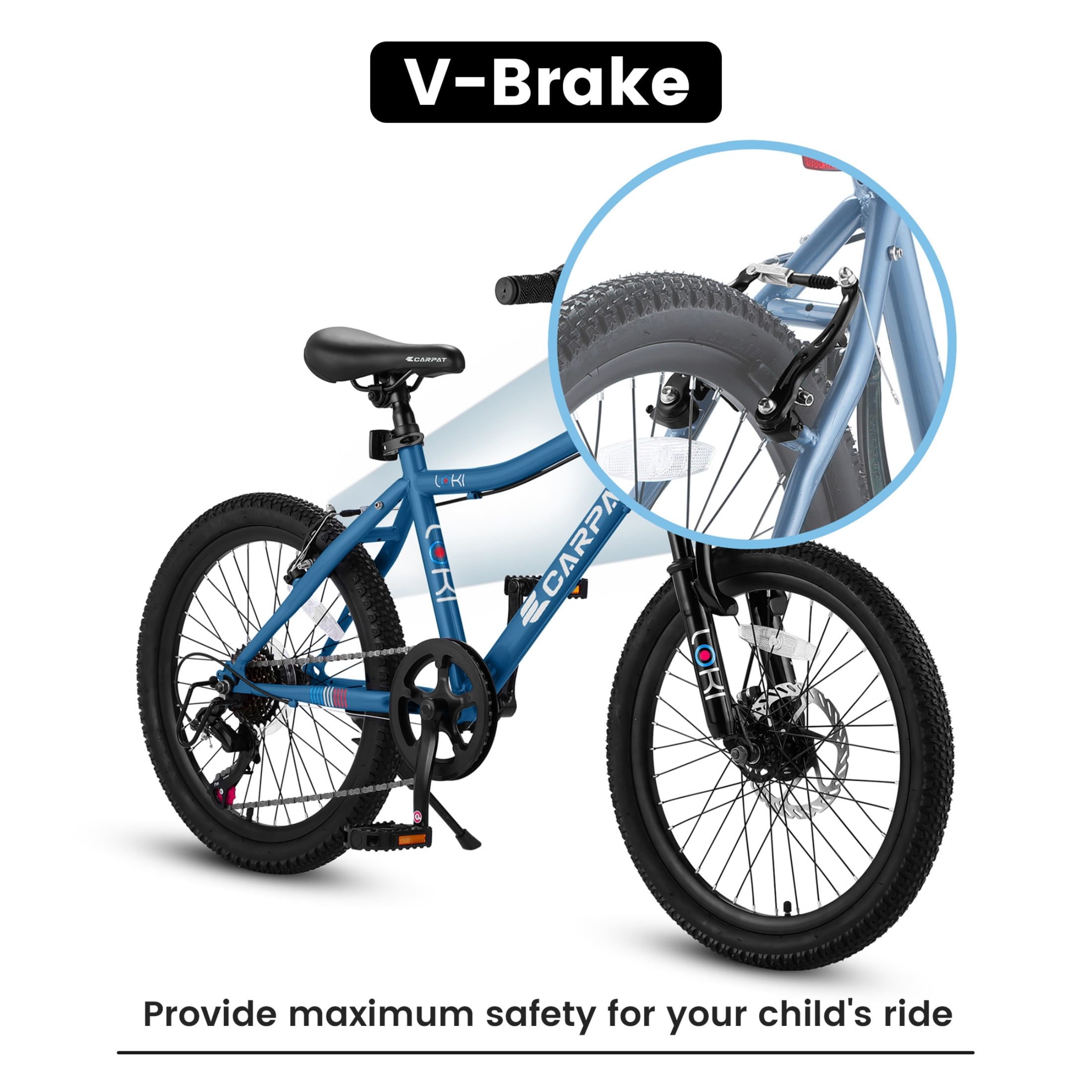 Nyddle 20 Inch Kids'Bike,Boys & Girls Mountain Bike for Ages 8-12,7-Speed Youth Bicycle,Front Suspension,Disc Brake & Rear V-Brake,High-Steel Frame,Blue
