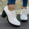 thumbnail image 4 of Wowcloth Lace-Up Chunky Heel Pumps for Women – Solid Color Design with Adjustable Ankle Straps, Commuter Ankle Boots for Office Footwear, 4 of 7