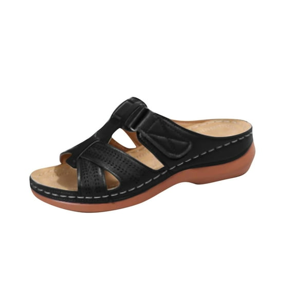 Admvng Womens Sandals Comfortable Fashion Open Toe with Cushioned Footbed Solid Color Slippers for Beach 35-43