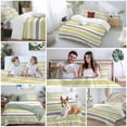 thumbnail image 5 of Yellow Gray Duvet Cover Set King Size, White Stripe 4 Piece Soft Microfiber Bedding Set with 1 Duvet Cover, 1 Flat Sheet, 2 Pillowcases, 5 of 9
