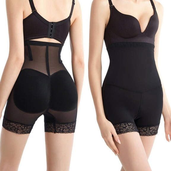 HUPOM Cotton Underwear For Women Womens Silk Underwear High waist Elastic Waist Solid Shaping & Control Black L