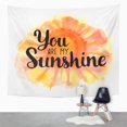 thumbnail image 2 of UFAEZU Yellow Drawn You are My Sunshine Watercolor Inspiration Quote Hand Love Calligraphy Wall Art Hanging Tapestry Home Decor for Living Room Bedroom Dorm 51x60 inch, 2 of 2