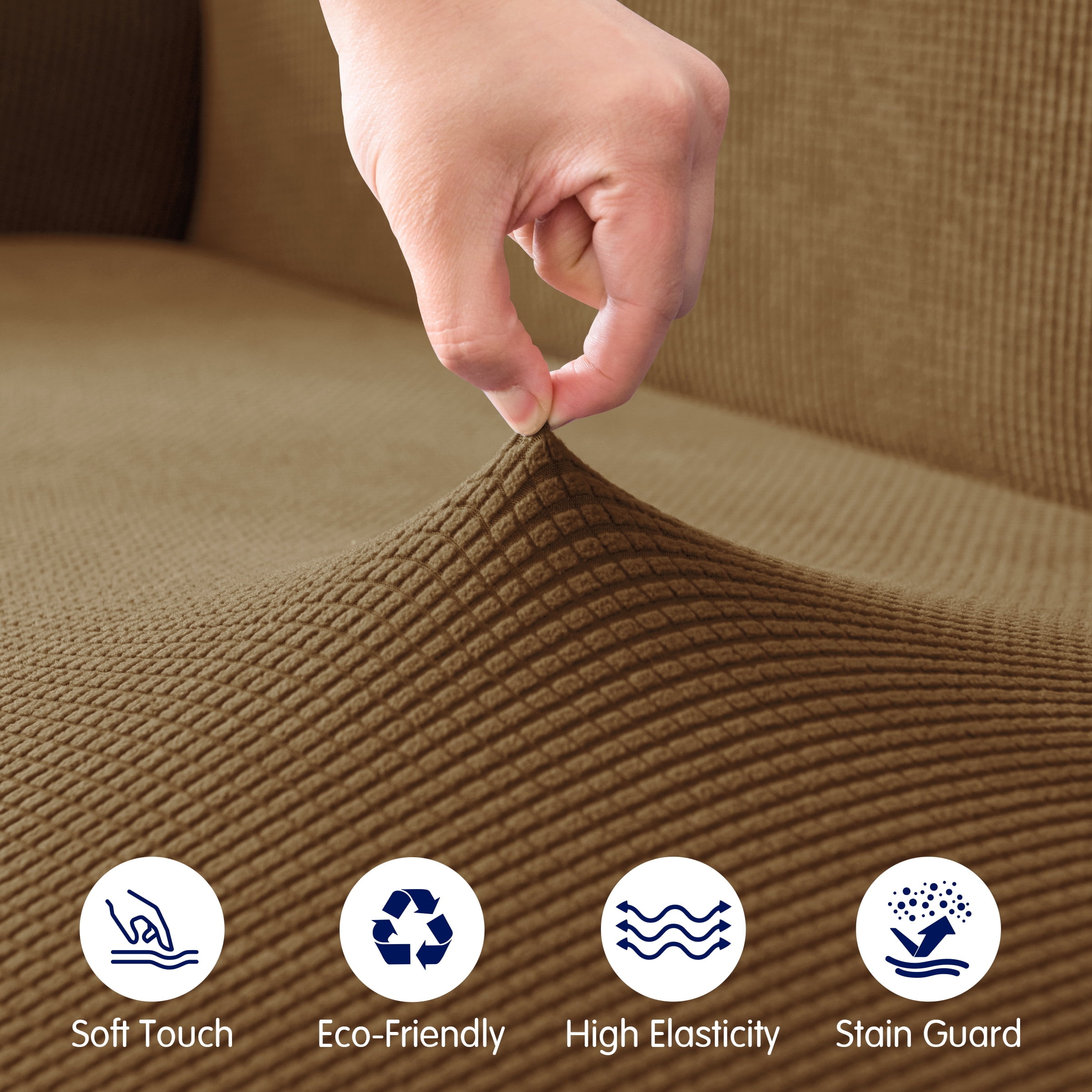 Subrtex 1-Piece Stretch Sofa Slipcover Non Slip Couch Cover (Loveseat, Coffee)