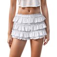 thumbnail image 2 of Bloomers for Women Y2k Cute Lace Bloomer Elastic Low Waist Tiered Ruffle Mini Skirt Shorts, 2 of 5