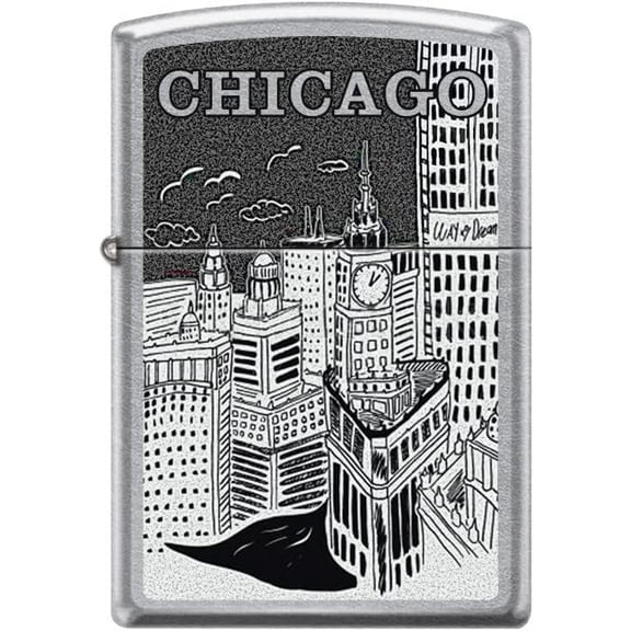 Zippo Lighter-Personalized Message Engraved on Backside Customized for USA City and States Windproof Lighter (Chicago City Z104)