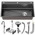 thumbnail image 5 of AMENDPATURE 32" Drop in Kitchen Sink Stainless Steel Black Single Sink，Modern Design Durable with Multiple Accessories，Net Content:17LB, 5 of 8