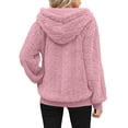 thumbnail image 3 of Inleife Women's Plush Hoodies Long Sleeve Drawstring Pocket Casual Solid Color Warm Hooded Sweatshirts, 3 of 5