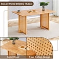 thumbnail image 6 of Gzxs 59 Inch Wood Dining Table, Traditional Writing Work/Study Computer Desk with Rattan Decorated Legs for Home Office & Bedroom, Modern Kitchen Dinner Tables for 4, Easy Assembly, Natural, 6 of 9