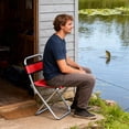 thumbnail image 4 of Red Lightweight Folding Camping Chair With Backrest For Outdoor Fishing Travel Beach Portable Metal Frame Stool Red, 4 of 7