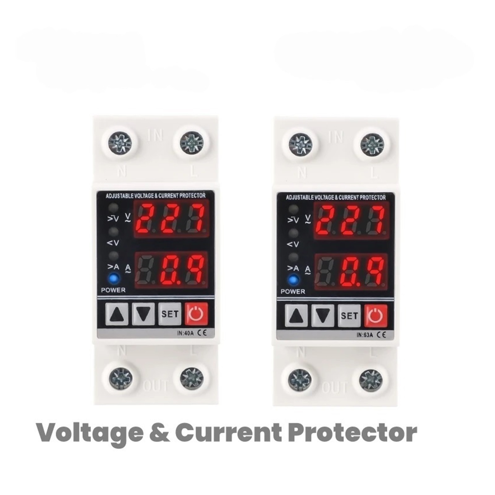 EJYWPSWD GP3-VA Din Rail Over Current Protector over Voltage under Voltage Protective Device 40A 63A Voltage Protector 220VAC
