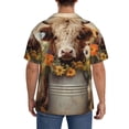 thumbnail image 3 of Balery Bucket Flower Cow Camisa Casual de Manga Corta con Botones para Hombre, Texturizada, Estilo Cubano, para Playa, Verano-X-Large, 3 of 5