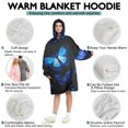 thumbnail image 5 of Black Blue Butterfly Pattern Wearable Oversized Blanket,Wearable Blanket Hoodie for Adults,Cozy Hooded Blankets with Super Pockets,Super Warm Fuzzy Pullover for Women & Men, 5 of 6