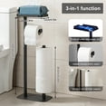 thumbnail image 5 of stusgo Black Toilet Paper Holder Free Standing with Shelf, Freestanding Toilet Paper Holders with Storage & Phone Shelf, Modern Standing Toilet Paper Holder for Bathroom, Tissue Holder Stand, 5 of 8