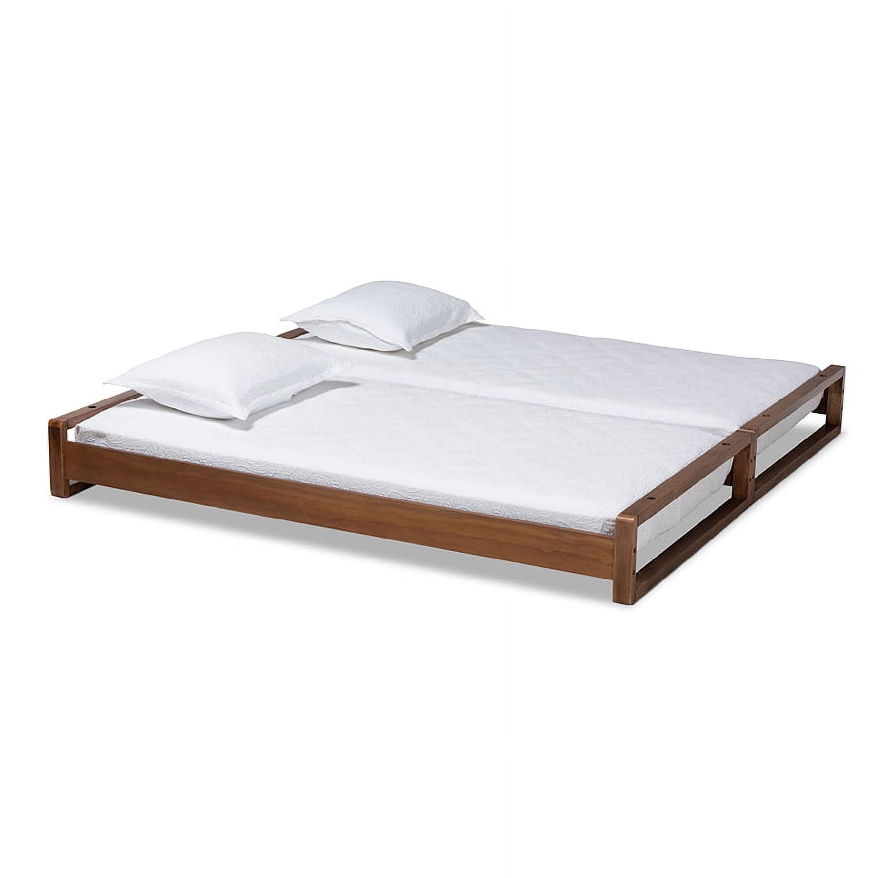 Baxton Studio Klara Modern and Contemporary Walnut Finished Wood Expandable Twin Size to King Size Bed Frame